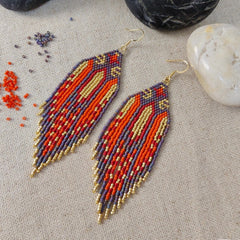 Boho Handmade Beaded Fringe Earrings – Colorful Tribal Tassel Earrings