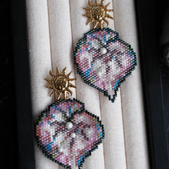 Handwoven Beaded Heart Earrings – Colorful Statement Jewelry, Artisan Seed Bead Earrings, Unique Gift for Her