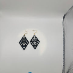 Black & White Beaded Meditation Earrings – Handmade Minimalist Statement Jewelry
