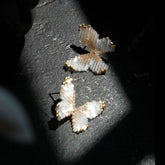 Handmade Glass Bead Butterfly Earrings – Blue Beaded Fringe Dangle Earrings