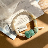 Turquoise Pearl Bracelet, Blue Green Gemstone Beaded Bracelet, Freshwater Pearl Natural Stone Jewelry, Modern Gift for Her