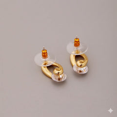 925 Sterling Silver CZ Stud Earrings- Gold Plated U-Shaped Open Hoop Design-Minimalist Everyday Capsule Jewelry
