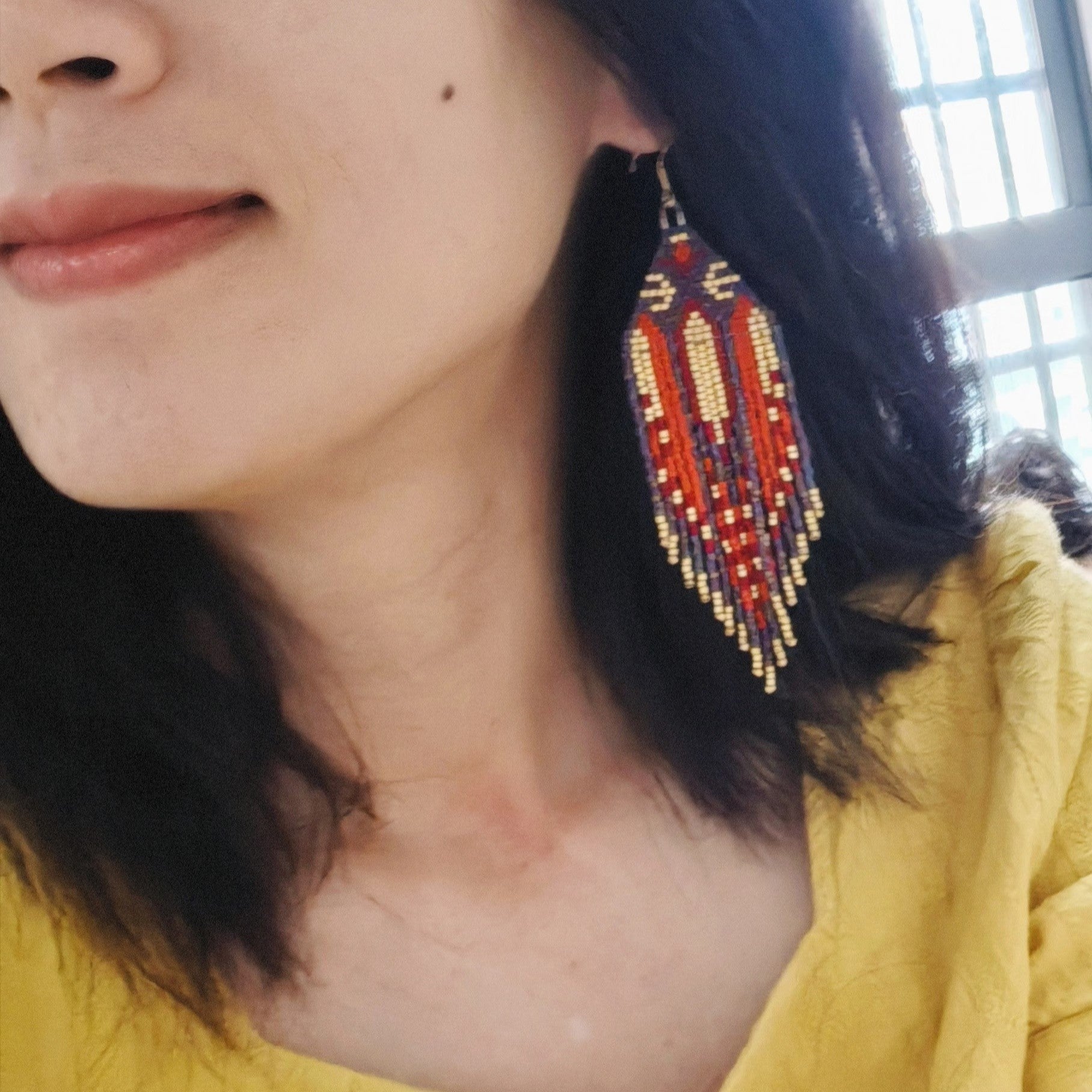 Boho Handmade Beaded Fringe Earrings – Colorful Tribal Tassel Earrings
