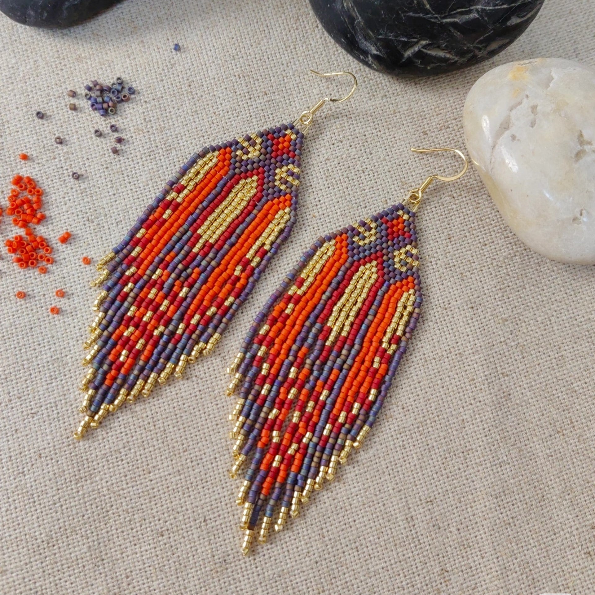 Boho Handmade Beaded Fringe Earrings – Colorful Tribal Tassel Earrings