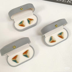 Mini Geometric Beaded Stud Earrings – Handmade Triangle Minimal Earrings