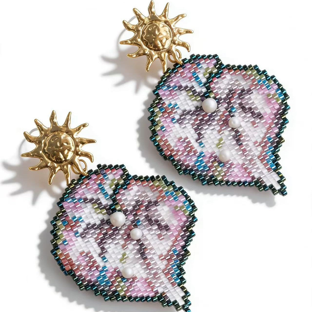 Handwoven Beaded Heart Earrings – Colorful Statement Jewelry, Artisan Seed Bead Earrings, Unique Gift for Her