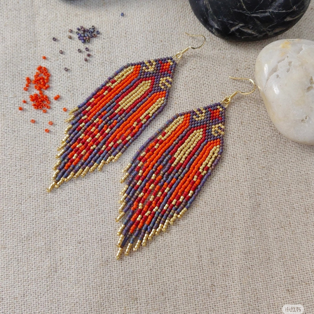 Boho Handmade Beaded Fringe Earrings – Colorful Tribal Tassel Earrings