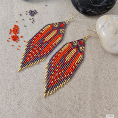 Boho Handmade Beaded Fringe Earrings – Colorful Tribal Tassel Earrings