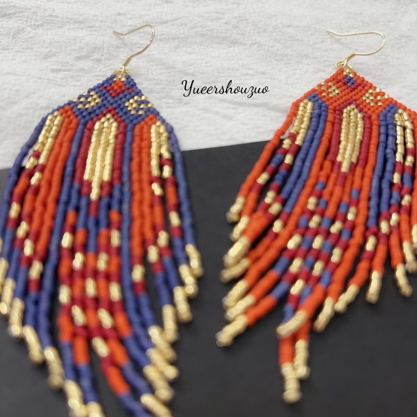 Boho Handmade Beaded Fringe Earrings – Colorful Tribal Tassel Earrings