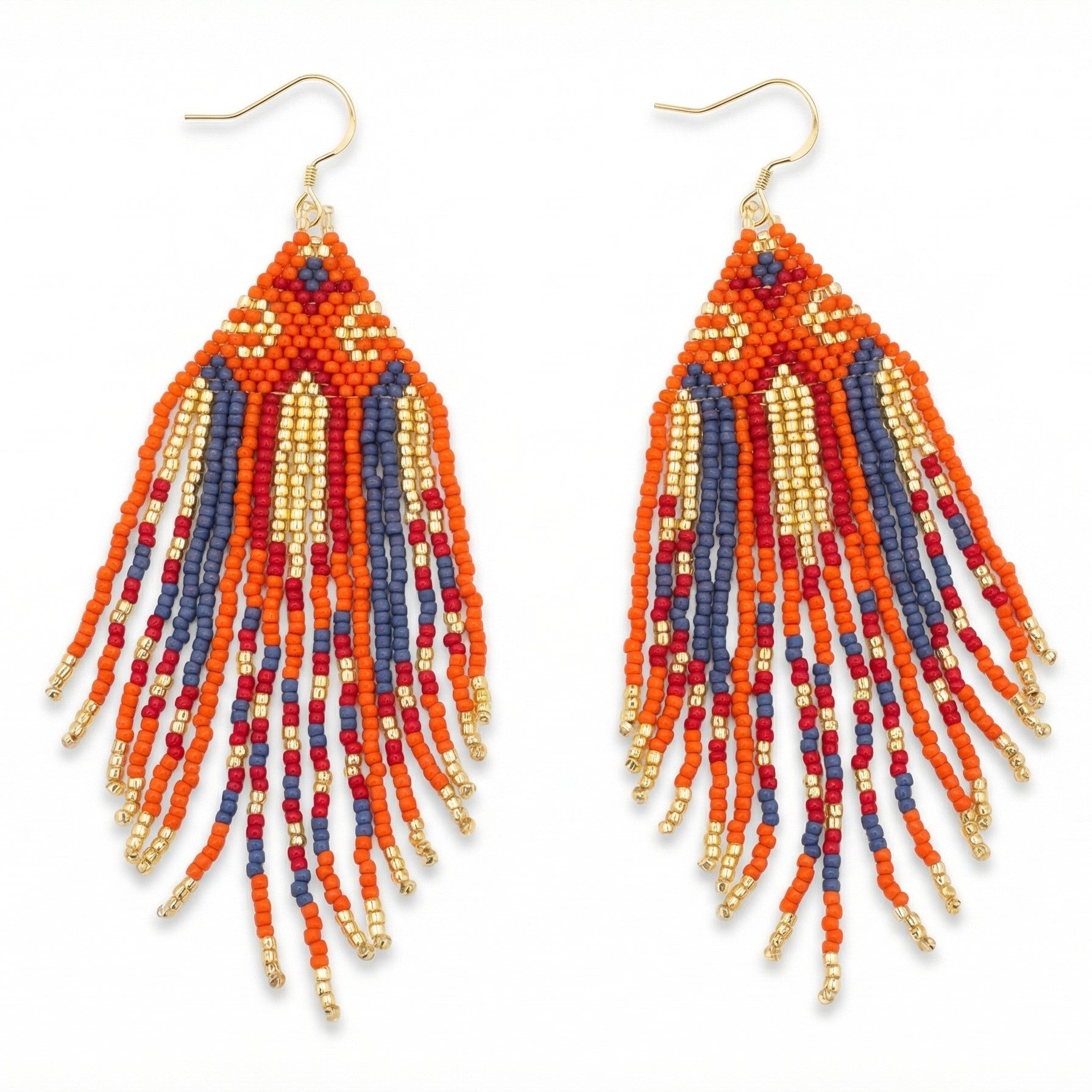 Boho Handmade Beaded Fringe Earrings – Colorful Tribal Tassel Earrings