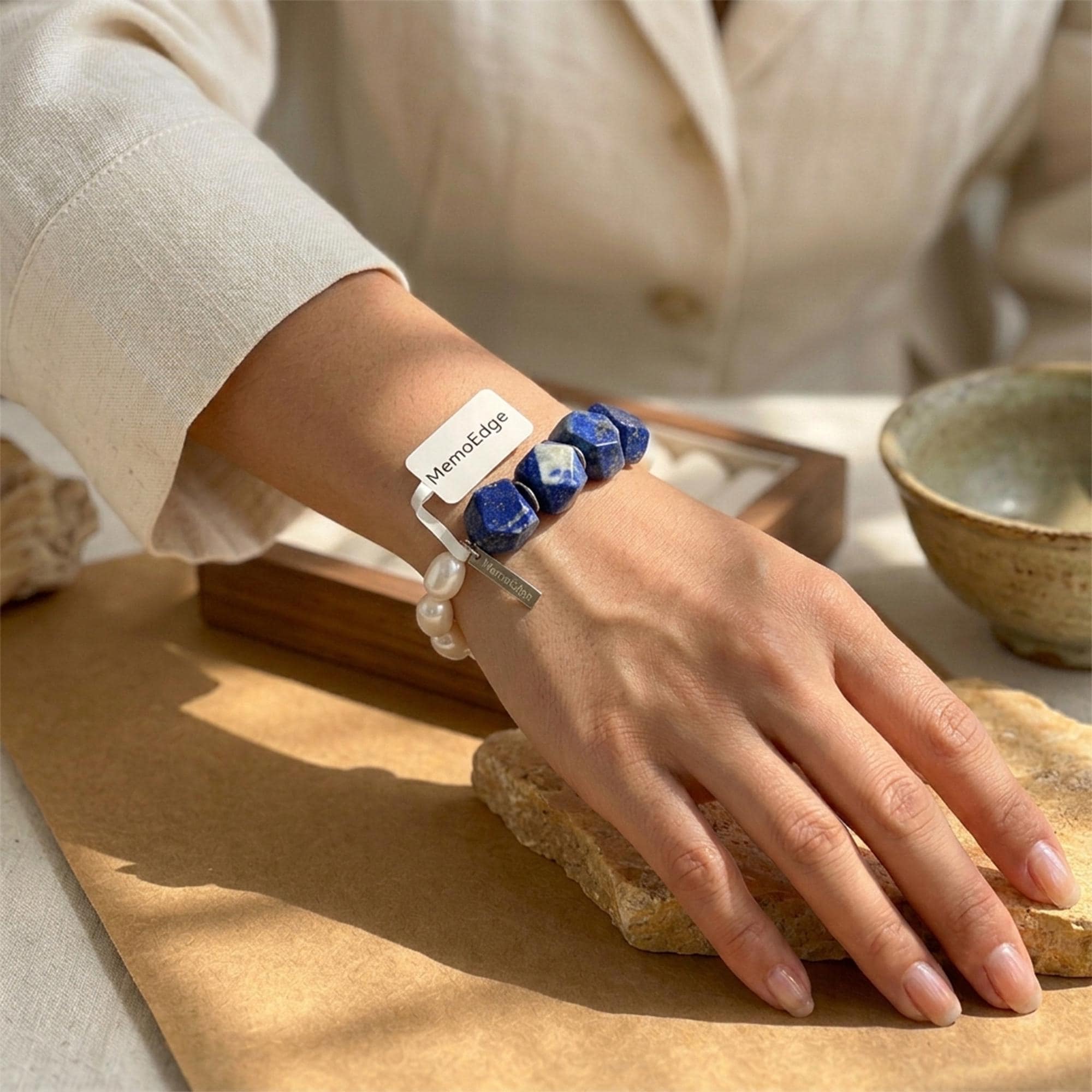 Lapis Lazuli Pearl Bracelet, Natural Gemstone Bracelet, Freshwater Pearl Jewelry, Blue Stone Bracelet, Gift for Her, Handmade Bracelet