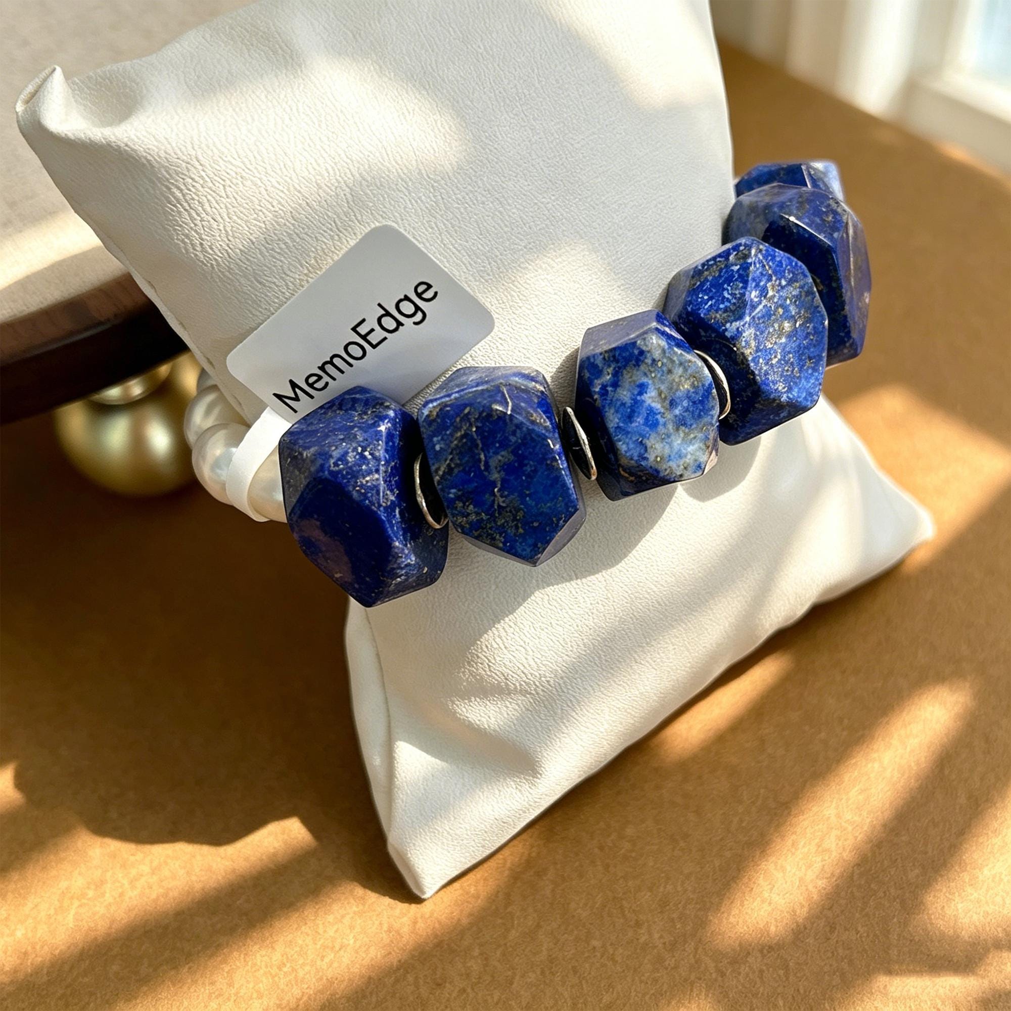 Lapis Lazuli Pearl Bracelet, Natural Gemstone Bracelet, Freshwater Pearl Jewelry, Blue Stone Bracelet, Gift for Her, Handmade Bracelet