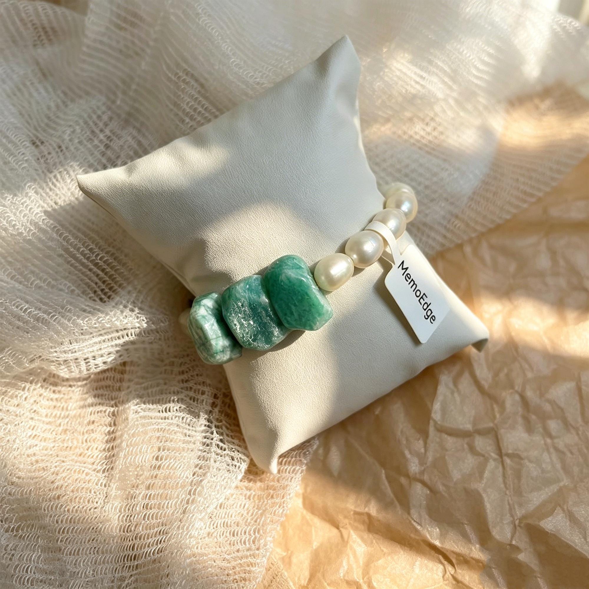 Turquoise Pearl Bracelet, Blue Green Gemstone Beaded Bracelet, Freshwater Pearl Natural Stone Jewelry, Modern Gift for Her
