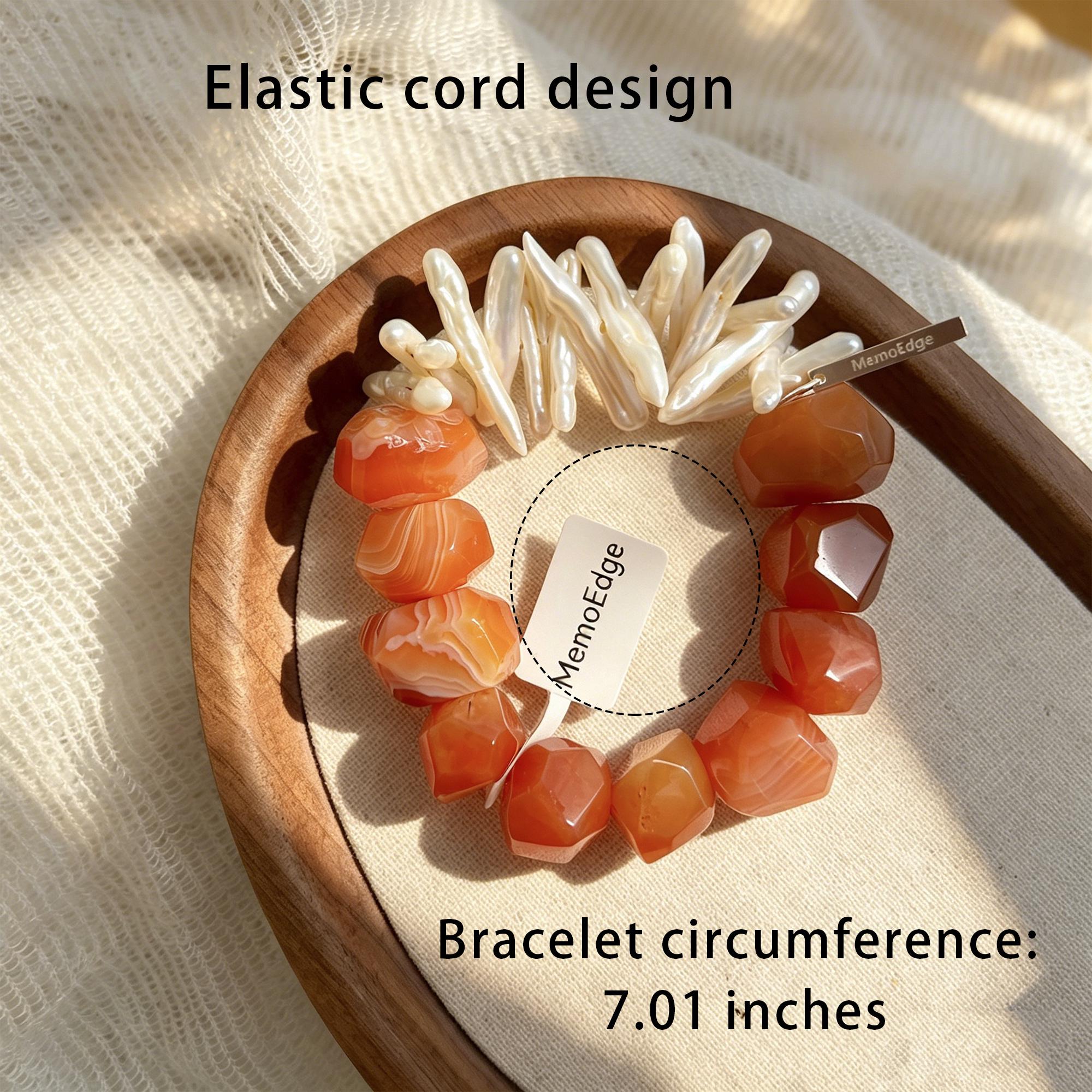 Natural Carnelian Pearl Beaded Bracelet-Asymmetric Biwa Pearl Jewelry- Unique &Vibrant Gift