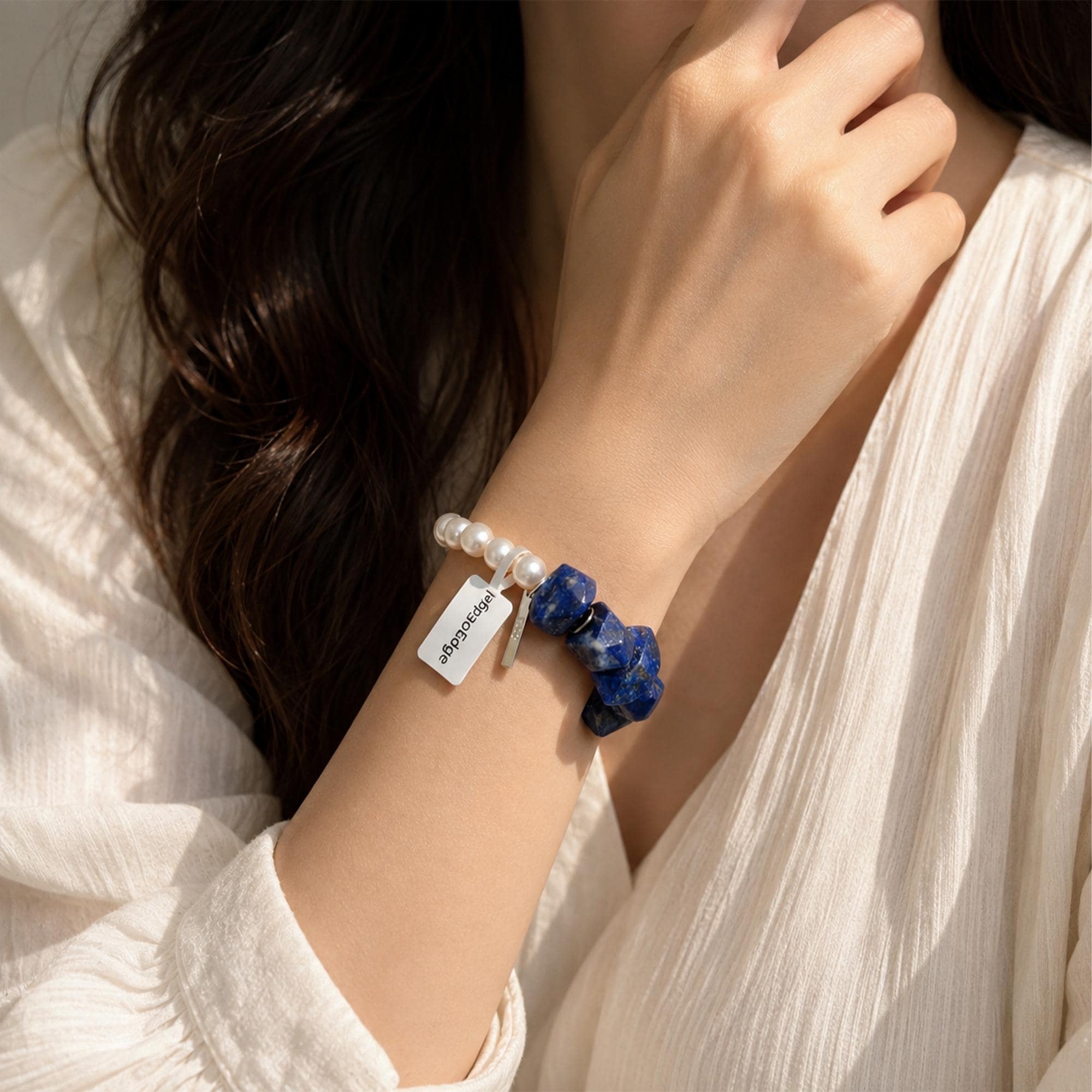 Lapis Lazuli Pearl Bracelet, Natural Gemstone Bracelet, Freshwater Pearl Jewelry, Blue Stone Bracelet, Gift for Her, Handmade Bracelet