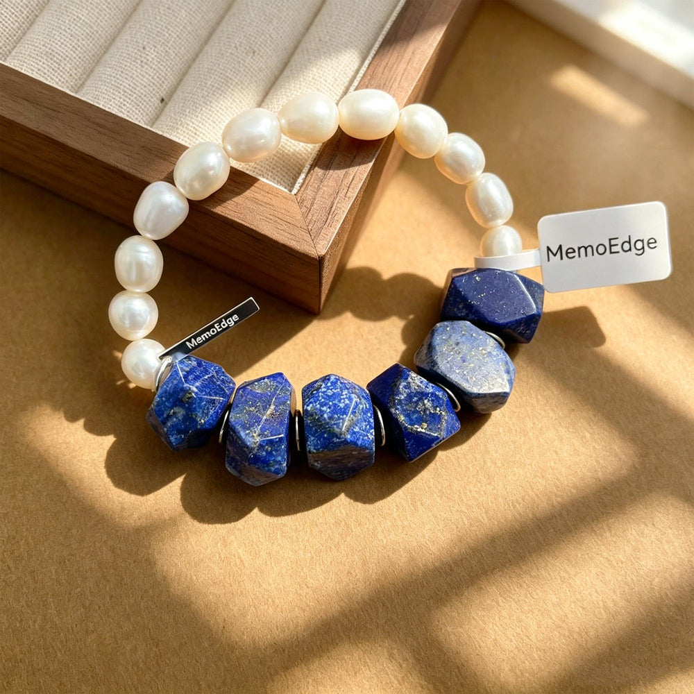 Lapis Lazuli Pearl Bracelet, Natural Gemstone Bracelet, Freshwater Pearl Jewelry, Blue Stone Bracelet, Gift for Her, Handmade Bracelet