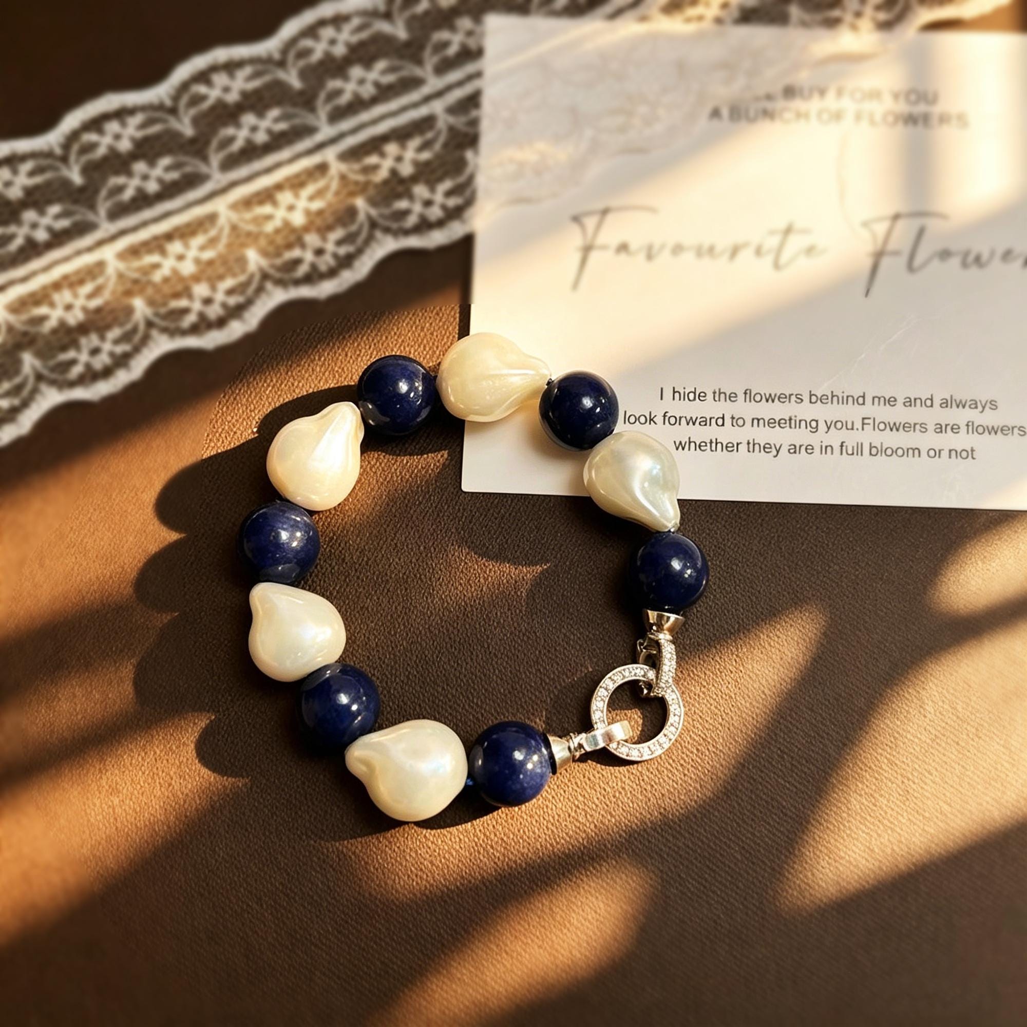 Natural Lapis Lazuli Baroque Pearl Necklace Bracelet Set- Genuine Blue Gemstone Choker-Mothers Day Gifts