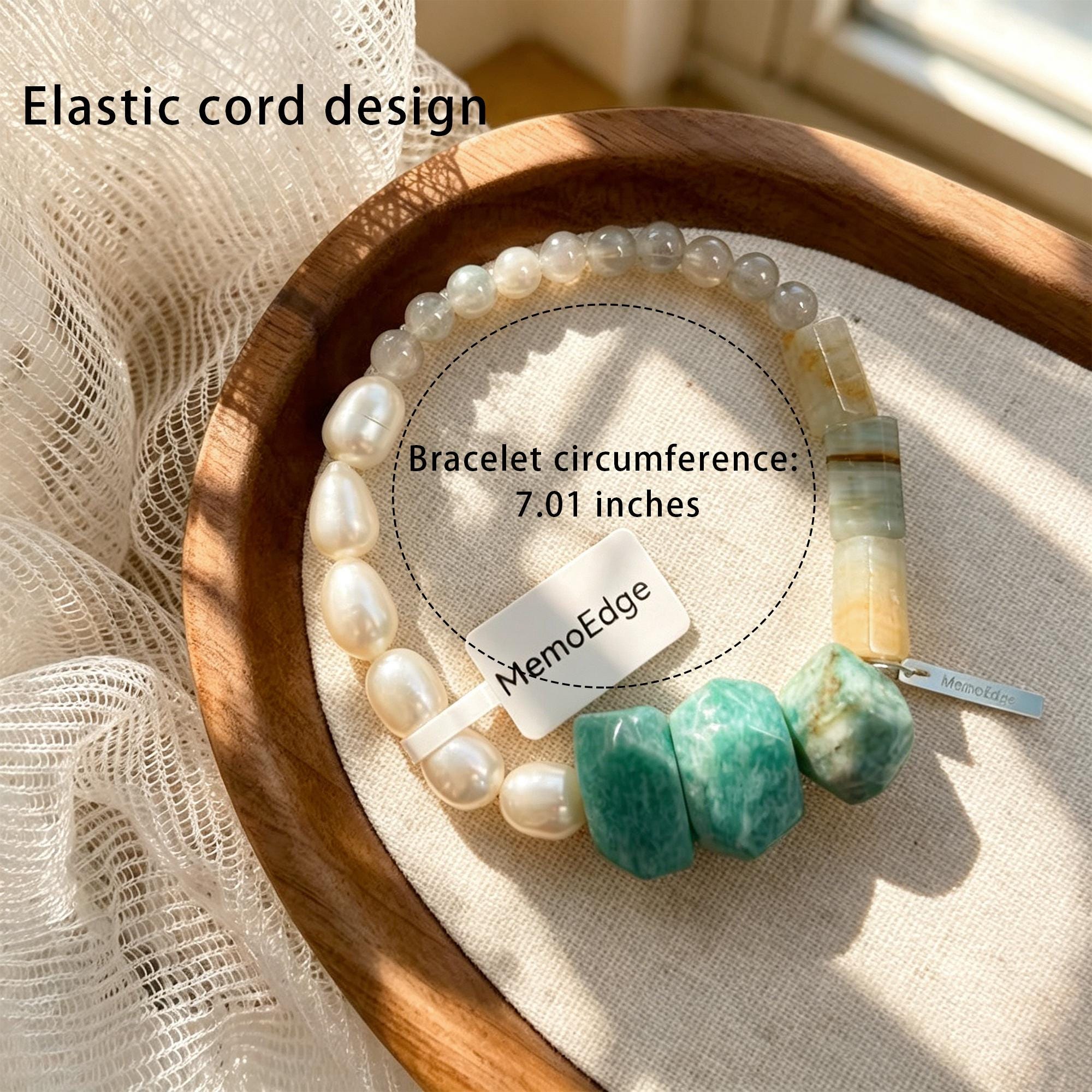 Turquoise Pearl Bracelet, Blue Green Gemstone Beaded Bracelet, Freshwater Pearl Natural Stone Jewelry, Modern Gift for Her