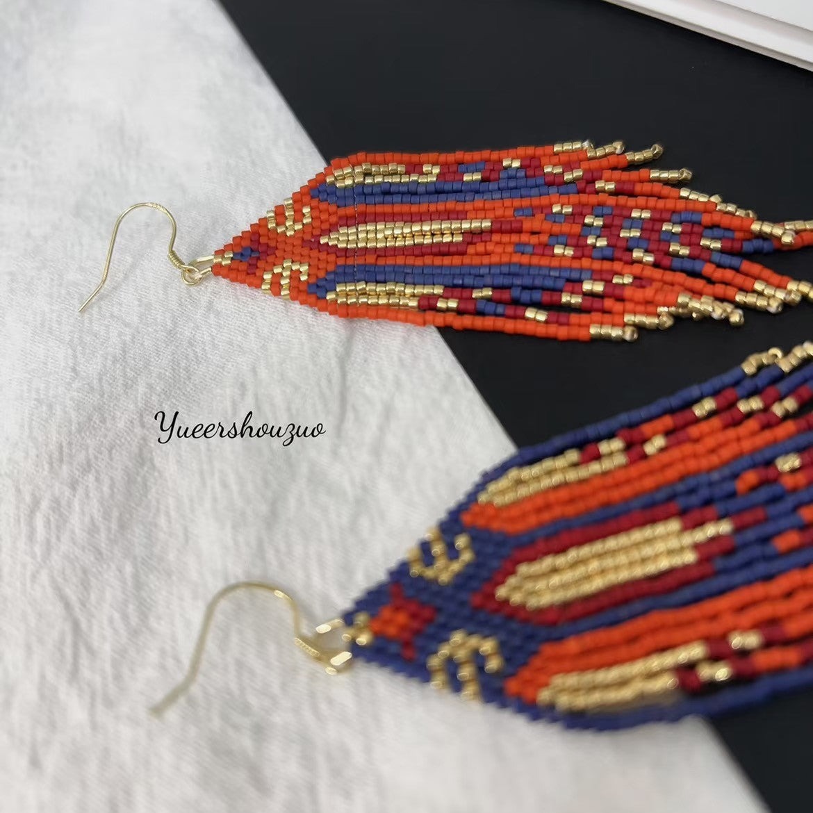 Boho Handmade Beaded Fringe Earrings – Colorful Tribal Tassel Earrings
